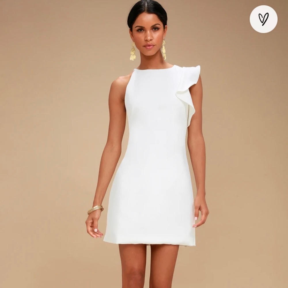 Lulus Dinah White One-Shoulder Dress (M)